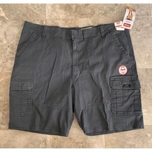 Men's Wrangler‎ Cargo Shorts w/ Stretch Khaki Relaxed Fit Tech Pocket Gray